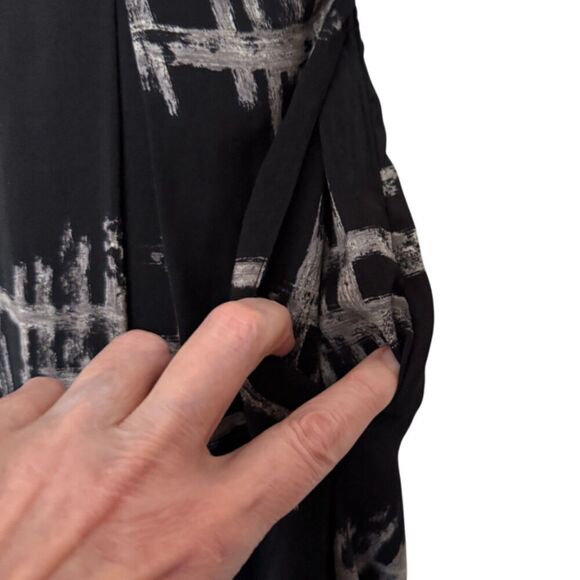 Whimsigoth 90s Black & Gray Pleated Maxi Skirt With a hashtag Print Size S - Picture 7 of 13